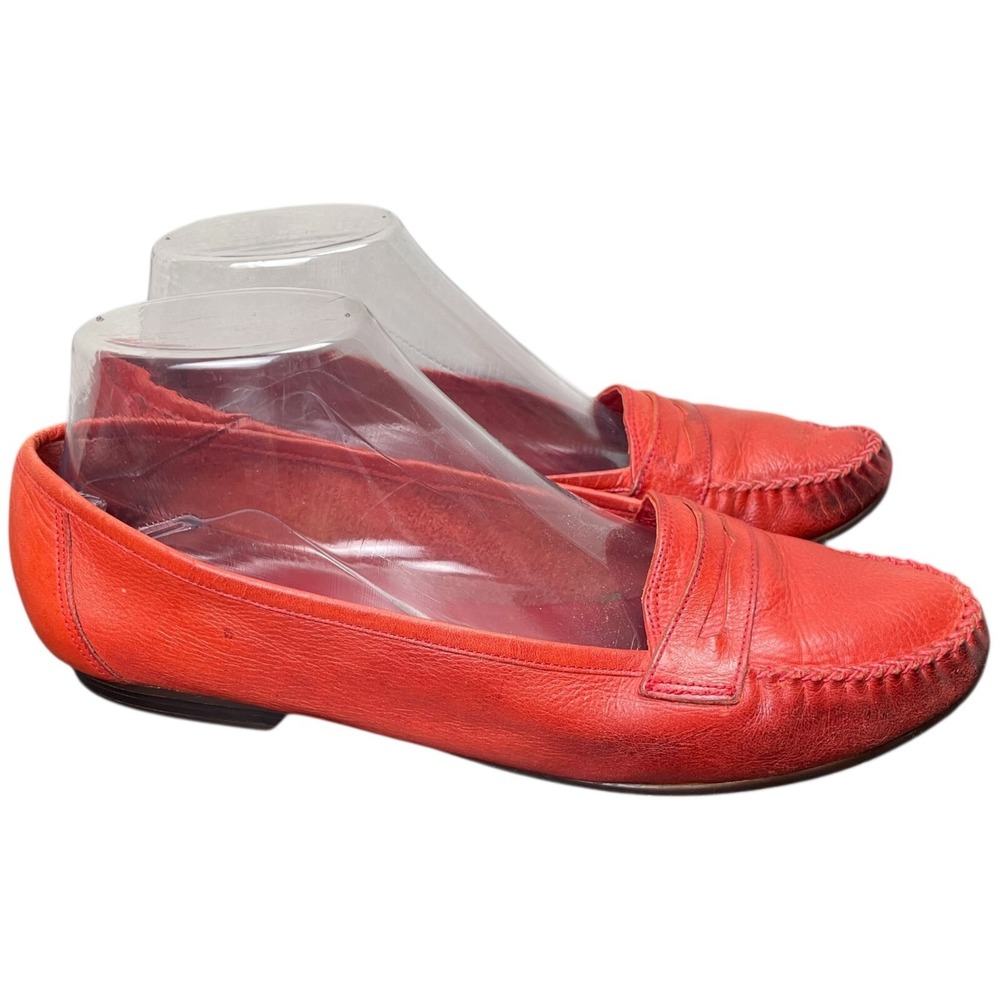Vintage Pappagallo Penny Loafer Womens 10M Red/Orange  Leather  Casual Preppy - Picture 3 of 16